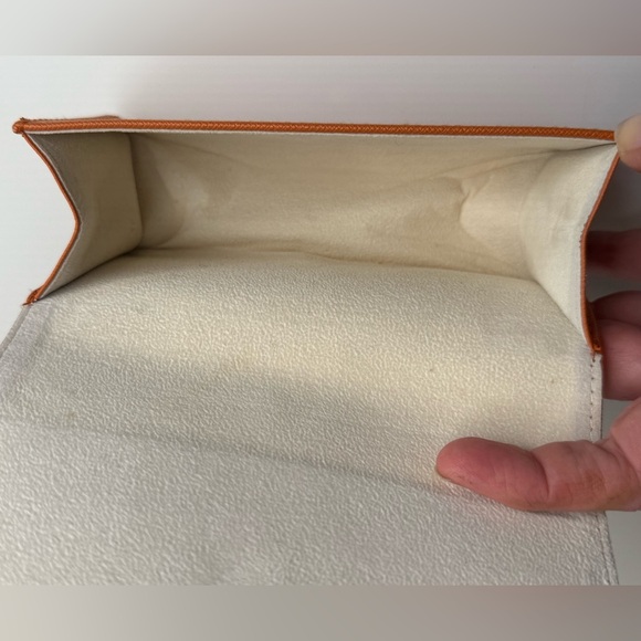 Tory Burch Vibrant Orange Leather Sunglasses Case Authentic Gold Magnetic Design - Picture 17 of 17